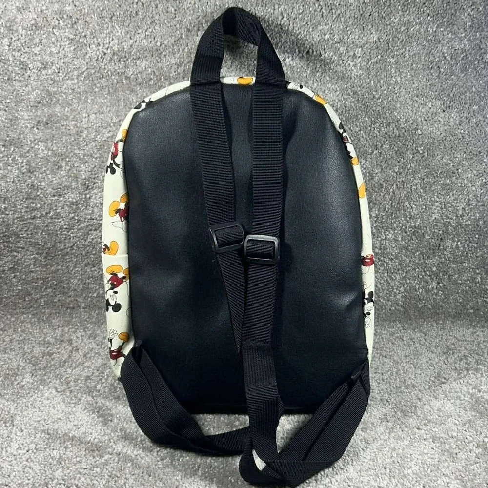 Disney Mickey Mouse Mini Backpack All Over Print Character Bag Small Cream Black
